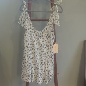 Floral Blue and White Jumpsuit